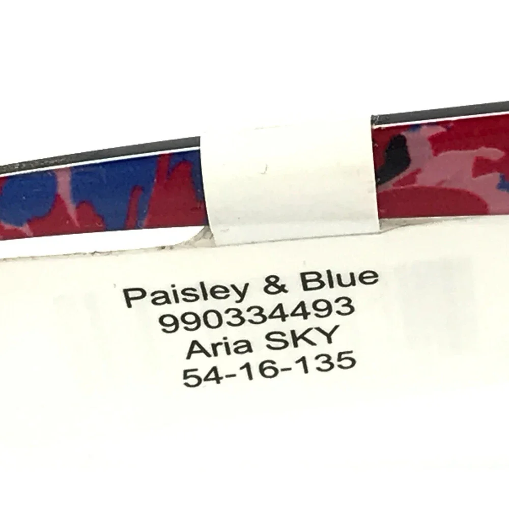Paisley & Blue Eyeglasses Frames ARIA SKY Blue Red Black Cat Eye 54-16-135